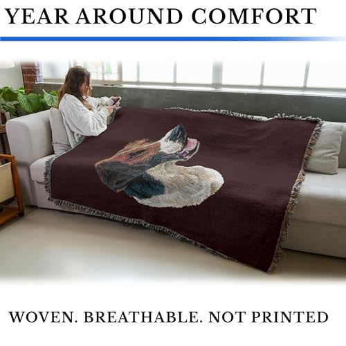 Pure Country Weavers English Foxhound Dog Woven Blanket Red by Robert May - Gift Cotton Tapestry Throw - Made in The USA - 72" x 54" - color: Red, size: 72" x 54"