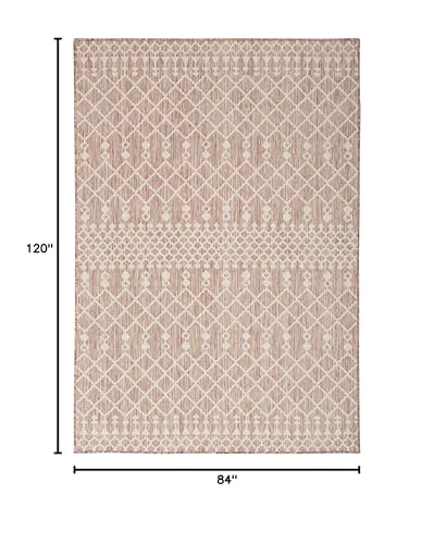 Nourison Home Positano Beige 7' x 10' Area Rug - Easy Clean, Non Shedding, Bed Room, Living Room, Dining Room, Kitchen (7' x 10') - color: Beige, size: 7' x 10' (Rectangular)