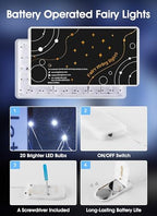 Brightown 12 Pack Led Fairy Lights Battery Operated String Lights Waterproof Silver Wire 7 Feet 20 Led Firefly Starry Moon Lights for DIY Wedding Party Bedroom Patio Christmas (12 Pack, White) - color: White, size: 12 Pack