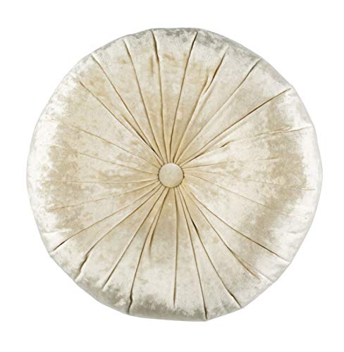 SAFAVIEH Home Caramia Cream Button Tufted 15-inch Round Decorative Pillow - color: Cream