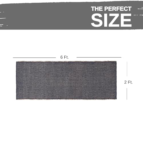 Charcoal Gray 2X6 Jute Rug Braided Construction - Farmhouse Woven Carpet - Mid-Century Modern Floor Covering for Hallways and Kitchen, Runner 2' x 6' - color: Charcoal, size: 2' x 6'