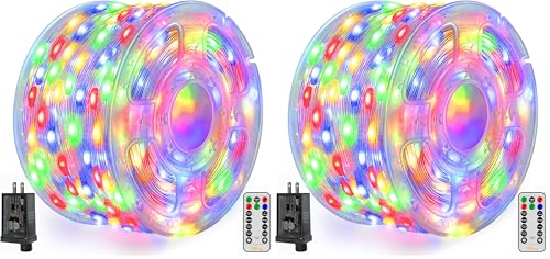 Ollny Christmas Lights Outdoor 600LED 197FT, Multicolor Christmas Tree Lights IP67 Waterproof, Plug in Fairy Lights with Remote 8 Modes Timer, Xmas Light for Indoor House Holiday Decor (Pack of 2) - color: Multicolord, size: 600 LEDs (Pack of 2)