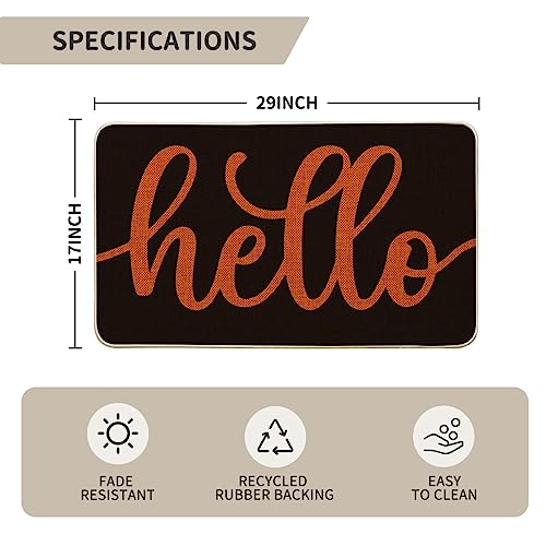Artoid Mode Black Orange Hello Halloween Doormat, Home Decor Low-Profile Switch Rug Door Mat Floor Mat for Indoor Outdoor 17x29 Inch - color: Black/Orange, size: 17" x 29"