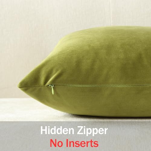 DEZENE Lumbar Pillow Covers 12x20 Chartreuse: Pack of 2 Cozy Soft Velvet Rectangular Modern Luxury Decorative Throw Pillow Cases for Sofa Couch Living Room Bed Home Decor - color: Chartreuse, size: 20" x 12" (Pack of 2)