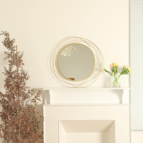 ironsmithn Round Mirror, Gold Metal Frame Mirror with Orbital Design, Rounded Hanging Mirrors Decorative, Circle Wall Mirrors for Bathroom Vanity, Living Room or Bedroom, 26.8" x26.8" - color: Gold, size: 26.8"L x 26.8"W