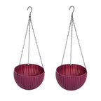 Hanging Basket Plastic Flower Pot Round Resin Garden Hanging Planter for Indoor Outdoor Plants 2 Pack Mulberry - color: 8 Inch Fushia