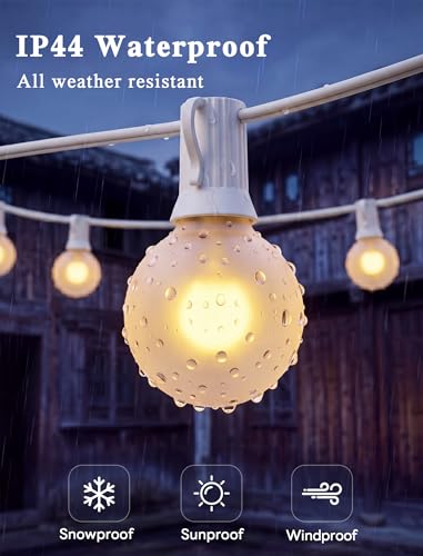 Abeja Outdoor Frosted String Lights G40-25Ft with 27 Clear Bulbs, UL Listed for Patio Garden Umbrella Bars Balcony Party Decor Indoor, E12 Base, 5W, White - color: 25FT Frosted White-White, size: 25FT
