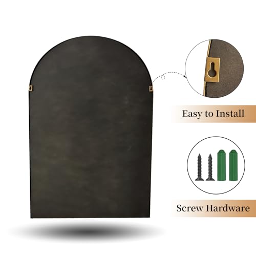 ironsmithn Gold Arched Mirror, 24"x40" Beaded Frame Arch Mirrors, Marlowe Decorative Accent Mirrors for Fireplace Bedroom Bathroom Living Room Entryway - size: 40"L x 24"W
