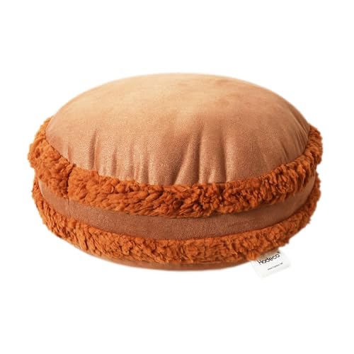 Round Throw Pillow 18x18 Macaron Shape No Zipper Design Down-Like Polyester Filling Super Soft Circle Cushion for Couch Home Decor Floor Pillow 45x45cm, Brown, 1 Piece - color: Brown, size: 18"D x 18"W x 6.5"H