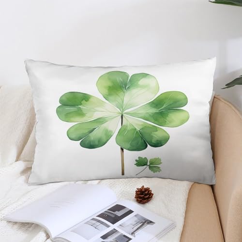 Watercolor Green Lucky Clover Pillow Cover 12 "x20 Clover Lucky Decorative Rectangular/Waist Pillow Cases Rectangle Two Sides Printed Decorative Pillows for Decoration Sofa Couch - color: Pattern-5, size: 20" x 12" (Pack of 1)