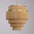 5-Tiered Boho Chandelier with Metal and Fringe,3 Lights Fringe Pendant Light Fixture,Tassle Chandelier for entryway,Dining Room,Baby Nursery,Gold - color: 5-Tiered-Gold