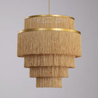 5-Tiered Boho Chandelier with Metal and Fringe,3 Lights Fringe Pendant Light Fixture,Tassle Chandelier for entryway,Dining Room,Baby Nursery,Gold - color: 5-Tiered-Gold