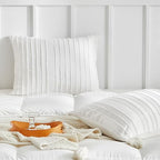WARMDERN White Striped Pillow Covers Queen Pillow Cases Soft Microfiber Stripe Pillow Cases Set of 2 Boho Tufted Stripes Textured Pillowcase with Envelope Closure(White, Queen, 20x30 Inches) - color: White-striped, size: 20" x 30" (Pack of 2)
