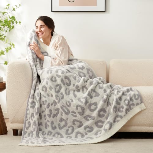 Snuggle Sac Leopard Throw Blanket for Couch Bed Sofa 50x60 inches, Reversible Grey Leopard Blanket Ultra Soft Cozy Blankets for Women Mothers Birthday Gifts - color: Leopard Grey, size: Throw(50"x60")