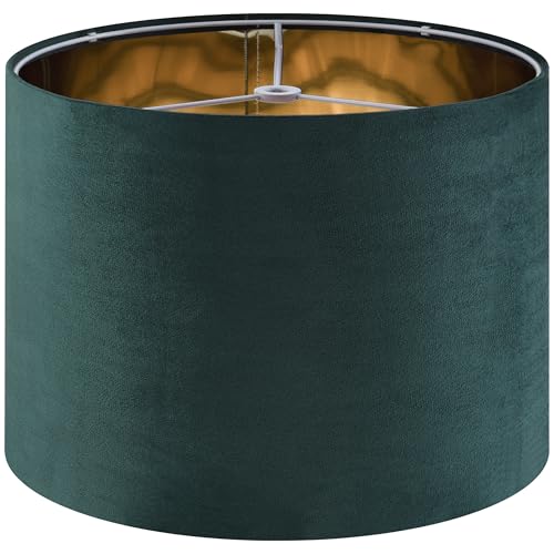 GO&SO Green Velvet Medium Lamp Shades Drum Lamp Shades 13" Top x 13" Bottom x 10" High (Spider) Modern Lampshade for Table Lamps & Floor Lamps & Bedside Lamps -Assembly Required - By GO&SO - color: green--1, size: 13*13*10 inch-1 Pack