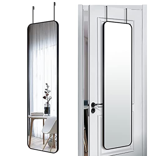 SCWF-GZ 47x14 Mirror Rectangle Full Body Length Door Hanging Wall Mounted Metal Aluminum Alloy Frame Dressing Make-up Mirrors for Entryway Bedroom Bathroom Living Room 47 14 inch Black - color: Black, size: 47"L x 14"W