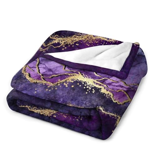 Modern Marble Blanket, Abstract Luxury Baroque Art Golden Purple Stone Veins Pattern Soft Warm Cozy Plush Flannel Covers for Livingroom Bedroom Couch Chair Camping Travel Home Decor Tapestry 30x40in - color: Abstract-7, size: 30W" x 40L"