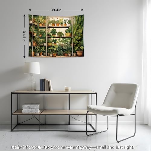 QGHOT Plant Tapestry Green Botanical Tapestry Wall Hanging Vintage Potted Tapestries for Bedroom Living Room Decor 31.5" L x 39.4" W - color: Z-Green, size: 31.5"L x 39.4"W