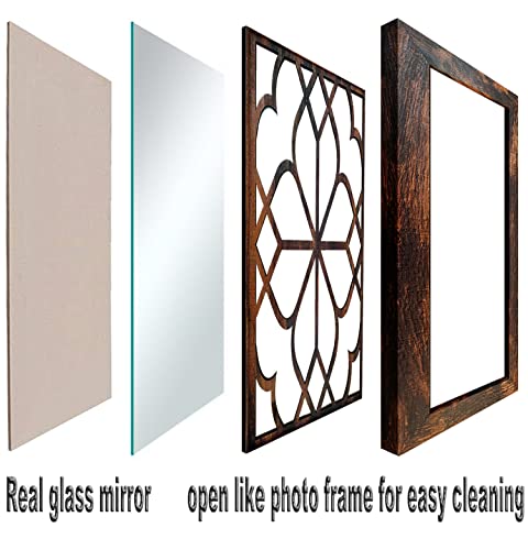 Wocred Set of 4 Mirrors Square Wall Mirror,Gorgeous Rustic Farmhouse Accent Mirror,Caramel Color Entry Mirror for Bathroom Renovation,Bedrooms,Living Rooms and More (12”x12”4pcs) - color: Caramel Color, size: 12x12 inch - 4 PCS