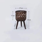 Nordic Style Rattan Flower Pot Indoor Balcony Living Room Plant Green Flowers Hand-Woven Wooden Tall Floor Flower Stand (Brown, 8.3x13inch(21x33cm))