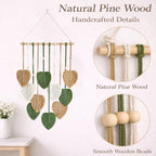 TUDRUKU Macrame Wall Hanging, Green Leaf Boho Wall Decor, 15.7 x 36 in - color: Green
