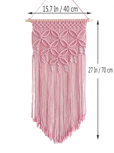 Handmade Cotton Home Decor Macrame Wall Hanging (Pink) - color: Pink