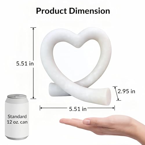 Lescafita Imitation Marble White Heart Decor Sculpture, Elegant Love Heart Statue Minimalist Modern Home Decor for Living Room Shelf Desk Coffee Table, Wedding Gift - color: Imitation Marble White