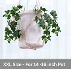 Giant XXL 55 Inches Macrame Planter Hanger Large for 15 inch Pot + Swag Hook | Extra Large Hanging Planter for Indoor Plants | No Pot/Plant Included (XXL) - color: Beige