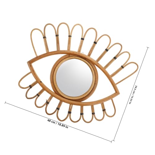 TOYANDONA Rattan Wall Mirror Decorative Woven Vanity Mirror 48x39cm Handwoven Boho Style for Bedroom Entryway Home Décor