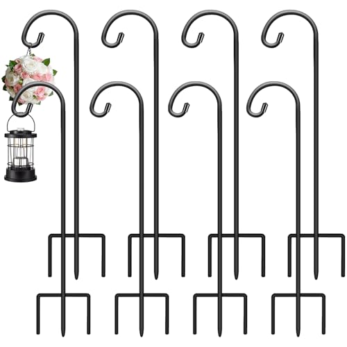 Gtongoko 24 Inch Shepherd Hooks for Outdoor 8 Pack,Garden Hooks for Hanging Plants, Lanterns, Solar Lights, Mason Jars & Wedding Decor, Matte Black Decorative Shepherd’s Hooks - size: 24 Inch, style: 8 Pack
