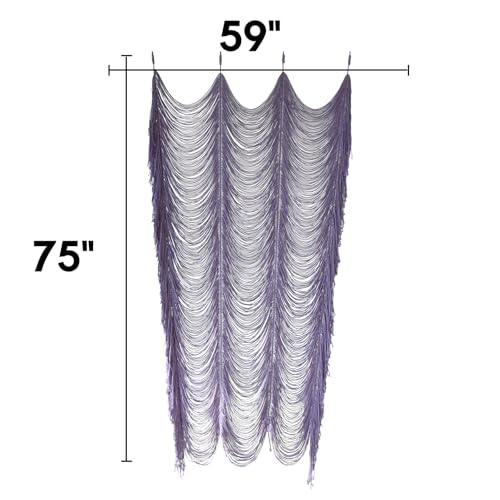 Flber Macrame Curtain Boho Doorway Curtain Handwoven Room Divider for Bedroom Window Closet Wedding Backdrop Arch 59" W x 75" H(1Panel) - color: Purple1