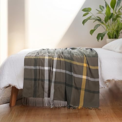 BATTILO HOME Olive Green Plaid Throw Blanket for Couch - Army Green Plaid Blanket Buffalo Checkered Blankets - Lightweight Farmhouse Outdoor Throw Blankets for Bed, Sofa 50"x60" - color: Army Green