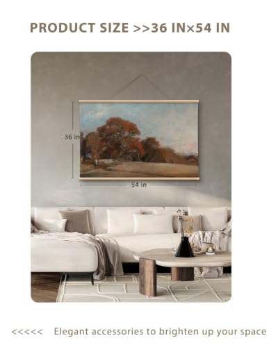 VIYYIEA Extra Large Vintage Fall Landscape Wall Art 36x54, Rustic Autumn Countryside Canvas Wall Decor, Cottagecore Farmhouse Artwork for Living Room Bedroom Entryway Fireplace - color: Autumn Glow