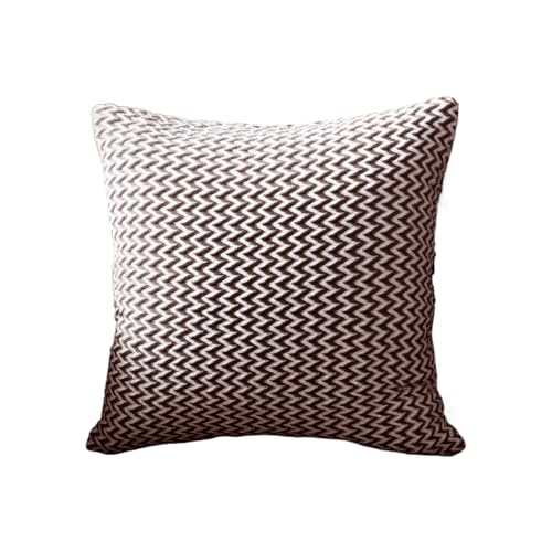 Two-Tone Textured Pillow Covers Decorative Throw Cushion Case Soft Home Sofa Accent Pillowcase with Hidden Zipper - color: Coffee