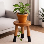 Rubber Wood 9" Round Plant Stand |Dip Dyed Black Stool, Wood Riser |Milking Stool (10" H) - color: 10" Tall Black