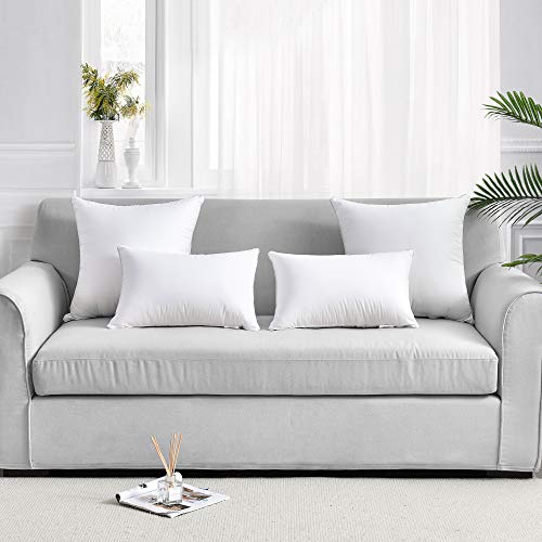FAVRIQ 12 x 20 Throw Pillow Inserts (Set of 2), Rectangle Interior Sofa Pillow Inserts with 100% Cotton Cover, Lumbar Support Pillow for Chair Bed, Decorative Pillow Insert Pair, White Couch Pillow - size: 12x20 Inch