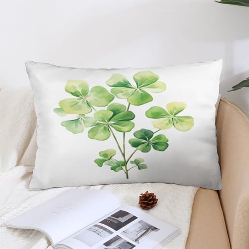 Pillows Cover Watercolor Green Lucky Clover Decorative Lumbar Cushion Cases 16 "x24 Patrick's Day Spring Decorative Pillow for Home Bed Sofa Living Room Decorative - color: Pattern-2, size: 24" x 16" (Pack of 1)