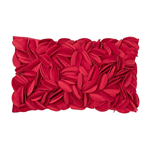 KINGROSE Handmade 3D Flower Throw Pillow Cover Decorative Cushion Cover Soft Pillow Case Sham for Sofa Couch Bed Living Room Home 12 X 20 Inches Velvet Christmas Red - color: Red - Velvet