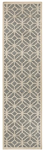 Rugshop Blue Contemporary Geometric Indoor/Outdoor Area Rug — Hose Washable for Hallway, Entryway and Kitchen, 2'3" x 12' - size: 2'3" x 12' (Rectangular)