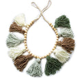 Tassel Garland - Boho Tassel Garland with Wood Beads - Wall Decor for Dorm, Girls Room and Nursery Room - Olive Green (36 inch) - size: 36 inch