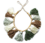 Tassel Garland - Boho Tassel Garland with Wood Beads - Wall Decor for Dorm, Girls Room and Nursery Room - Olive Green (36 inch) - size: 36 inch