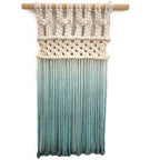 Ombre handmade Teal Macrame wall hanging, Bohemian Wall decor, Dip dyed wall tapestry, Beautiful natural cotton art piece with wooden dowel (Tangerine) - color: Tangerine
