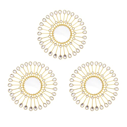 Gold Mirrors - Sunburst Valentine Wall Art, Decorative Round Mirrors for Valentine Bedroom, Living Room, Bathroom, Kitchen, Entryway, Hallway - Set of 3 - color: White, Black, Green, Orange, Purple