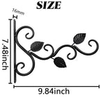 TIHOOD 2PCS Wall Hook Hanging Plant Brackets, Metal Plant Bracket Iron Wall Mount Leaf Black Hangers for Hanging Bird Feeders, Lanterns, Wind Chimes, Planters, Outdoor Decoration Hooks