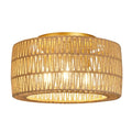 Boho Light Ceiling Fixture Flush Mount Rattan Woven Basket Chandelier for Bedroom Living Room Dining Kitchen, Modern Gold Wicker Lamp for Hallway Entryway Coastal Farmhouse