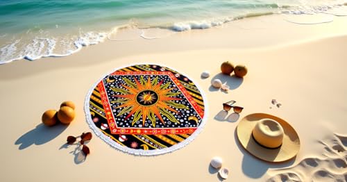 Round Tapestry Ombre Mandala Round Roundie Beach Throw Indian Tapestry Hippie Décor Urban Table Cloth (42 Inches, Yellow) - color: Yellow, size: 42"L x 42"W