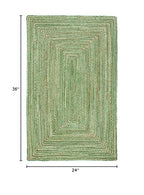 SAFAVIEH Area Rug 2x3 - Cape Cod Collection - Green & Natural Brown, Handmade Jute & Cotton, Woven Braided Design (CAP202Y) - color: Green/Natural, size: 2' x 3' (Rectangular)