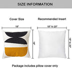Square Bohemian Decorative Pillow Cover, Abstract Cotton Hand Woven Throw Pillowcase for Boho Bedroom Living Room, Modern Decor Home Cushion Sham 18x18, 1PC(Black Mustard) - size: 18" x 18" (Pack of 1)