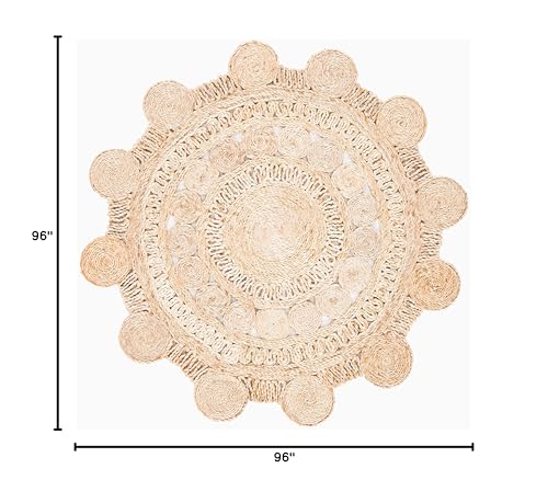 SAFAVIEH Natural Fiber Round Collection 8' Round Natural NF161A Handmade Boho Charm Farmhouse Jute Area Rug - size: 8' (Round)