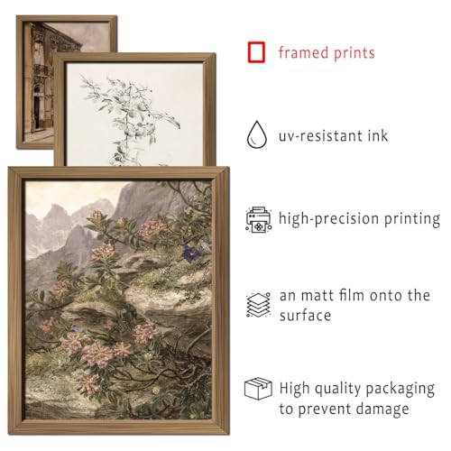 16 PCS Framed Vintage Wall Art Decor, French Country Farmhouse Gallery Wall Frame Set Prints for Bedroom Bathroom, Rustic Landscape Posters for Living Room Aesthetic, Cottagecore Dorm Home Collage Kit - color: Vintage tan, size: 12"x15" Framed